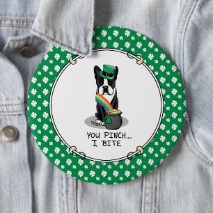 Badge Rond 15,2 Cm St. Patrick's Day Boston Terrier Dog (black) Cute