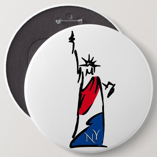 Badge Rond 15,2 Cm Statue de la Liberté / Lady Liberty Stripes (Devant & derrière)