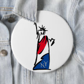 Badge Rond 15,2 Cm Statue de la Liberté / Lady Liberty Stripes (En situation)