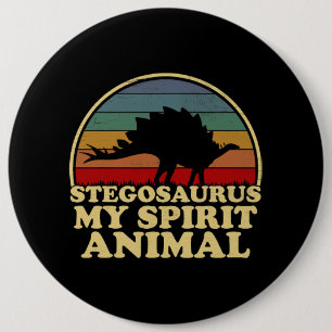 Badge Rond 15,2 Cm Stegosaurus Mon Esprit Animal Dinosaure Amoureux