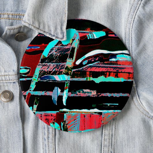 Badge Rond 15,2 Cm Structural Interference – Abstract Art Button (En situation)