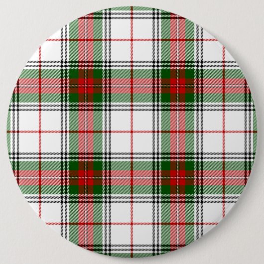 Badge Rond 15,2 Cm Stuart / Stewart tartan blanc rouge vert plaid (Devant)