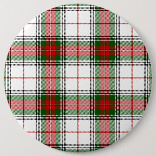 Badge Rond 15,2 Cm Stuart / Stewart tartan blanc rouge vert plaid