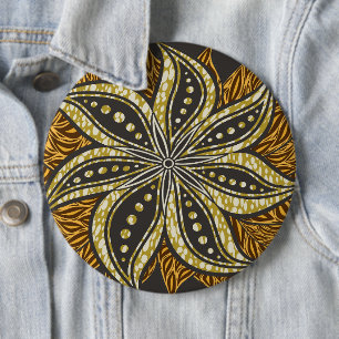 Badge Rond 15,2 Cm Style Batik Floral Abstrait africain