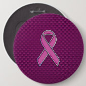 Badge Rond 15,2 Cm Style Chrome Pink Ribbon Sensibilisation Fibre de (Devant & derrière)