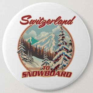 Badge Rond 15,2 Cm Suisse pour faire du snowboard
