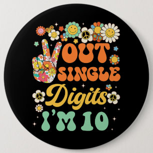 Badge Rond 15,2 Cm Sunflower Super Peace Out Chiffres Im 10 Bir