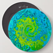 Badge Rond 15,2 Cm Super Chartreuse et Aquamarine Liquide Swirl (Devant & derrière)