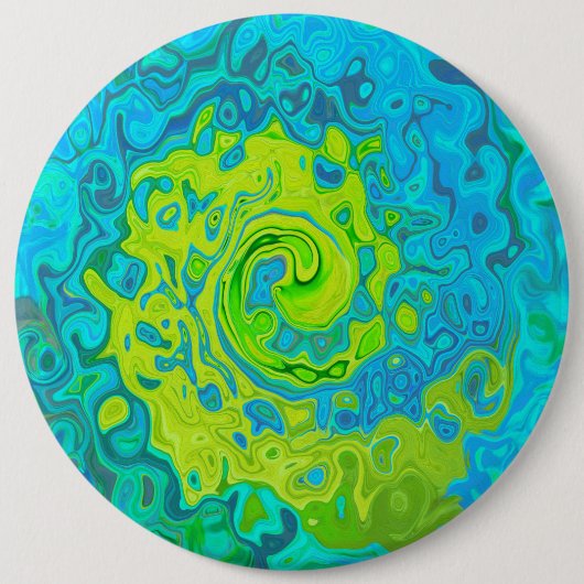 Badge Rond 15,2 Cm Super Chartreuse et Aquamarine Liquide Swirl (Devant)