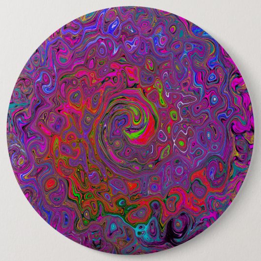 Badge Rond 15,2 Cm Super psychédélique Magenta Retro Liquide Swirl (Devant)