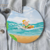 Badge Rond 15,2 Cm Surfeur (En situation)