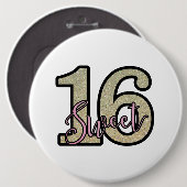 Badge Rond 15,2 Cm Sweet 16 (Devant & derrière)