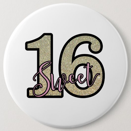 Badge Rond 15,2 Cm Sweet 16 (Devant)