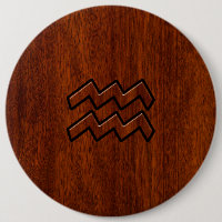 Symbole Aquarius Zodiac Style acajou