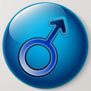 Badge Rond 15,2 Cm Symbole brillant d'homme de genre de bouton