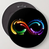Badge Rond 15,2 Cm Symbole de l'infini des comètes arc-en-ciel (Devant & derrière)