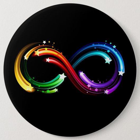Badge Rond 15,2 Cm Symbole de l'infini des comètes arc-en-ciel (Devant)