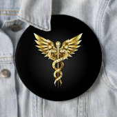 Badge Rond 15,2 Cm Symbole Polygonal Or Caduceus (En situation)
