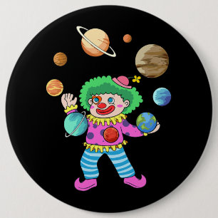 Badge Rond 15,2 Cm Système Solaire Planète Clown Jubling Circus pour