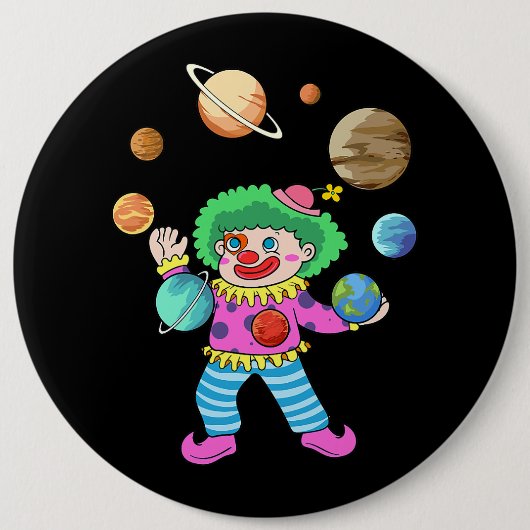 Badge Rond 15,2 Cm Système Solaire Planète Clown Jubling Circus pour  (Devant)