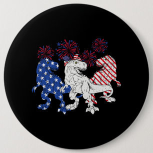 Badge Rond 15,2 Cm T Rex Dinosaur mignon Drapeau US 4 juillet tenue p
