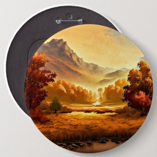 Badge Rond 15,2 Cm Tableau Paysage Automne-68754 (Devant & derrière)