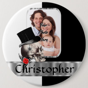 Badge Rond 15,2 Cm tatouage gothique du crâne