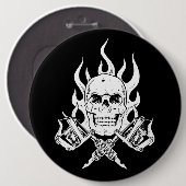 Badge Rond 15,2 Cm Tattoo Skull (Devant & derrière)