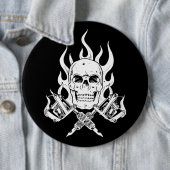 Badge Rond 15,2 Cm Tattoo Skull (En situation)