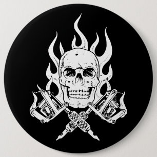 Badge Rond 15,2 Cm Tattoo Skull
