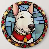 Badge Rond 15,2 Cm Taureau Terrier Vitrail Noël (Devant)