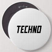 Badge Rond 15,2 Cm TECHNO Music (Devant & derrière)