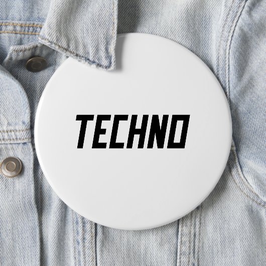 Badge Rond 15,2 Cm TECHNO Music (En situation)