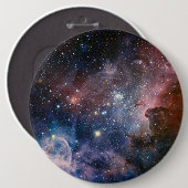 Badge Rond 15,2 Cm Télescope Nebula Hubble Carina Rouge et Bleu (Devant & derrière)