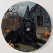 Badge Rond 15,2 Cm Terre-Neuve Citrouille Halloween effroi (Devant)