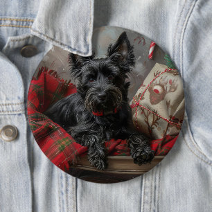 Badge Rond 15,2 Cm Térrier Écossais Noël Fête