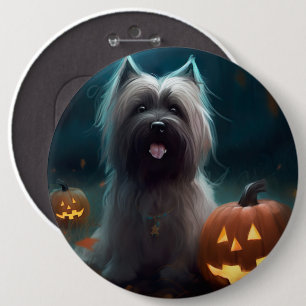 Badge Rond 15,2 Cm Térrier Skye d'Halloween avec citrouilles effrayan