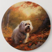 Badge Rond 15,2 Cm Terrier tibétain à l'automne Feuilles automne Insp (Devant)