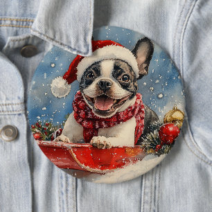 Badge Rond 15,2 Cm Tervueren dans un traîneau Laissez neige Noël