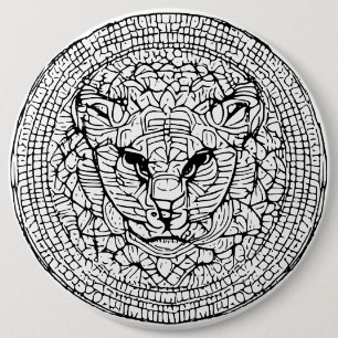 Badge Rond 15,2 Cm Tête Abstraite de chat sauvage