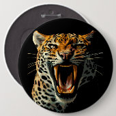 Badge Rond 15,2 Cm Tête d'attaque du léopard (Devant & derrière)