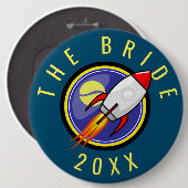 Badge Rond 15,2 Cm Texte personnalisable Retro Rocket (Devant & derrière)