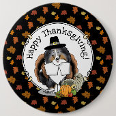 Badge Rond 15,2 Cm Thanksgiving Shetland Sheepdog (merle bleu) Drôle (Devant)