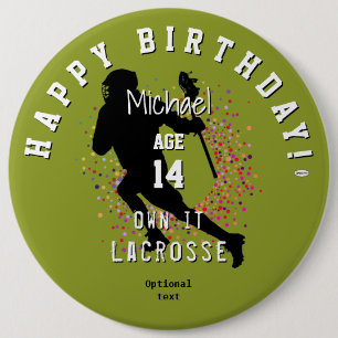 Badge Rond 15,2 Cm Thème LaCrosse Bouton d'anniversaire HAMbyWG