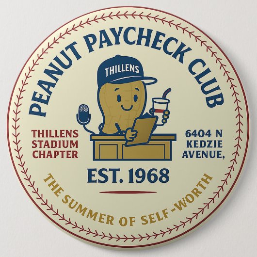 Badge Rond 15,2 Cm Thillens Stadium Peanut Paycheck Club '68 Chicago (Devant)