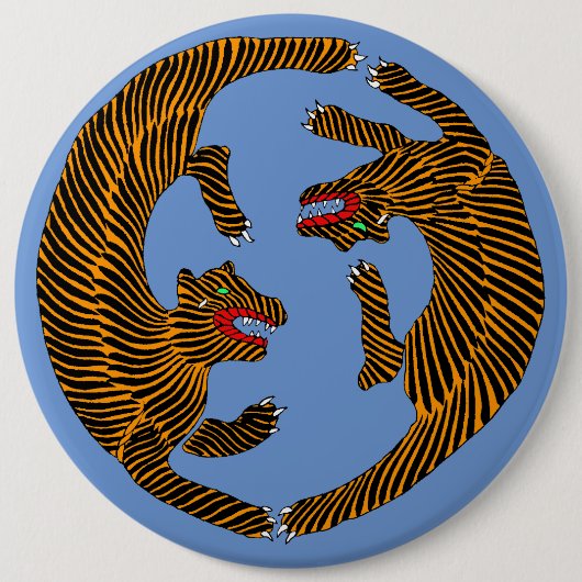 Badge Rond 15,2 Cm Tigres d'art populaire japonais (Devant)