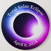 Badge Rond 15,2 Cm Total éclipse solaire 8 avril 2024 soleil de lune (Devant)