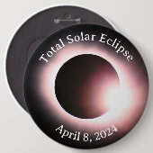Badge Rond 15,2 Cm Total éclipse solaire 8 avril 2024 soleil de lune (Devant & derrière)
