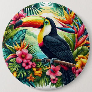 Badge Rond 15,2 Cm Toucan tropical/ de la jungle
