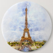 Badge Rond 15,2 Cm Tour Eiffel à Paris au coucher du soleil nr2 (Devant)